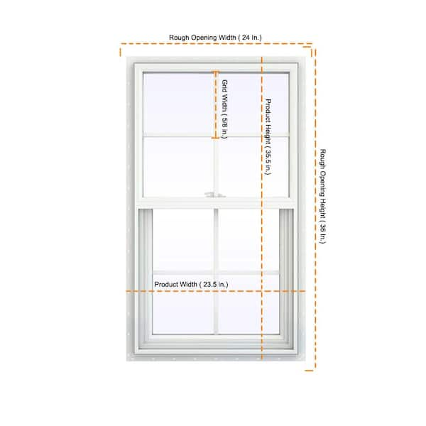 Buy 23.5 in. x 35.5 in. V-2500 Series White Vinyl Single Hung Window ...