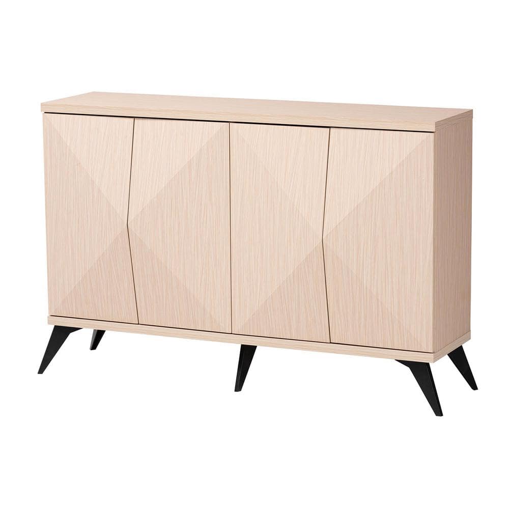 Draper Light Brown and Black Wood 4-Door Sideboard Buffet