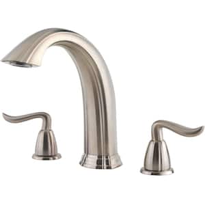 Santiago 2-Handle High-Arc Deck Mount Roman Tub Faucet Trim Kit in Brushed Nickel (Valve Not Included)