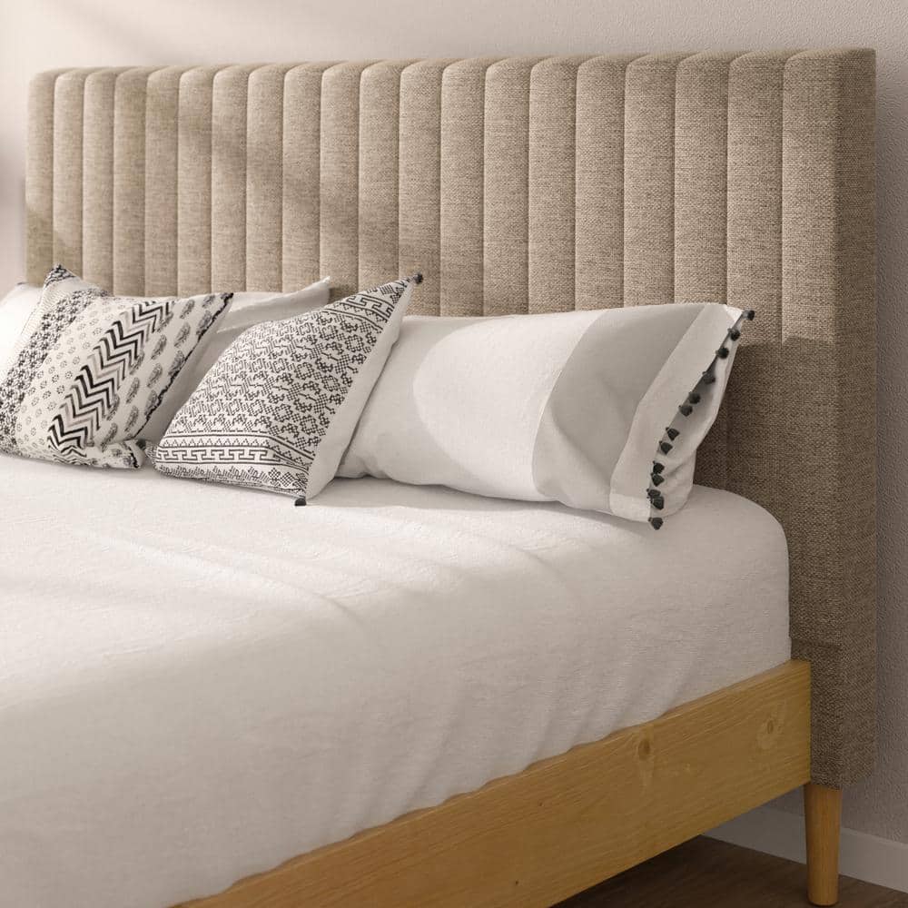 Amelia Queen Wood Platform Bed with Upholstered Tufted Headboard