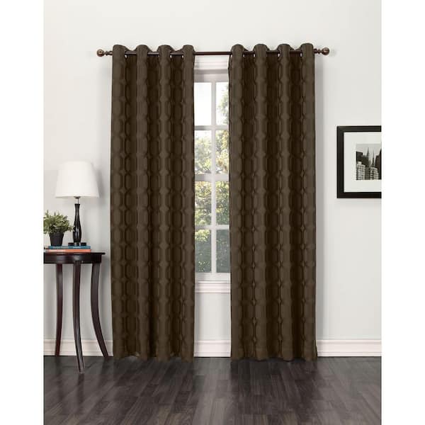 Sun Zero Blackout Chocolate Harold Blackout Curtain Panel, 52 in. W x 63 in. L