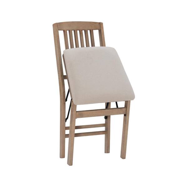 Linon Home Decor Tayte Gray-wash wood seat Mission Folding