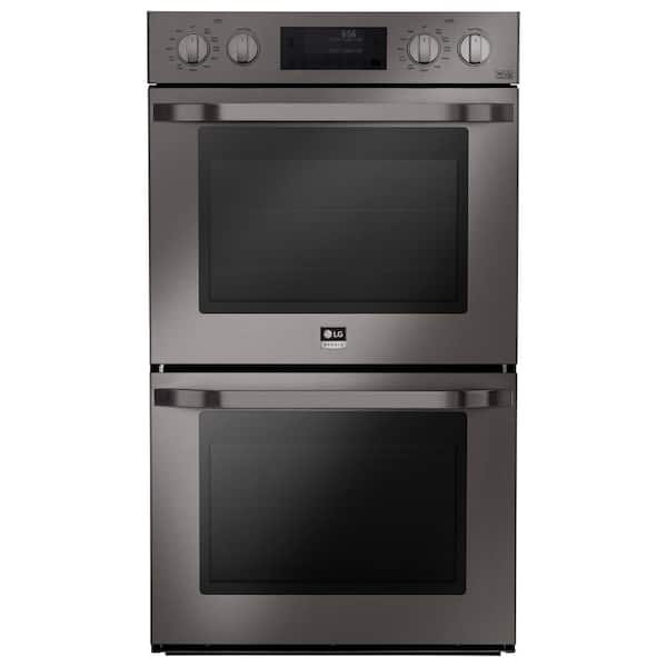 LG 30 in. Double Electric Wall Oven Self Cleaning with Convection and EasyClean in Black Stainless Steel