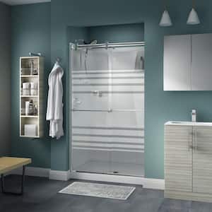 Contemporary 47-3/8 in. W x 71 in. H Frameless Sliding Shower Door in Chrome with 1/4 in. Tempered Transition Glass