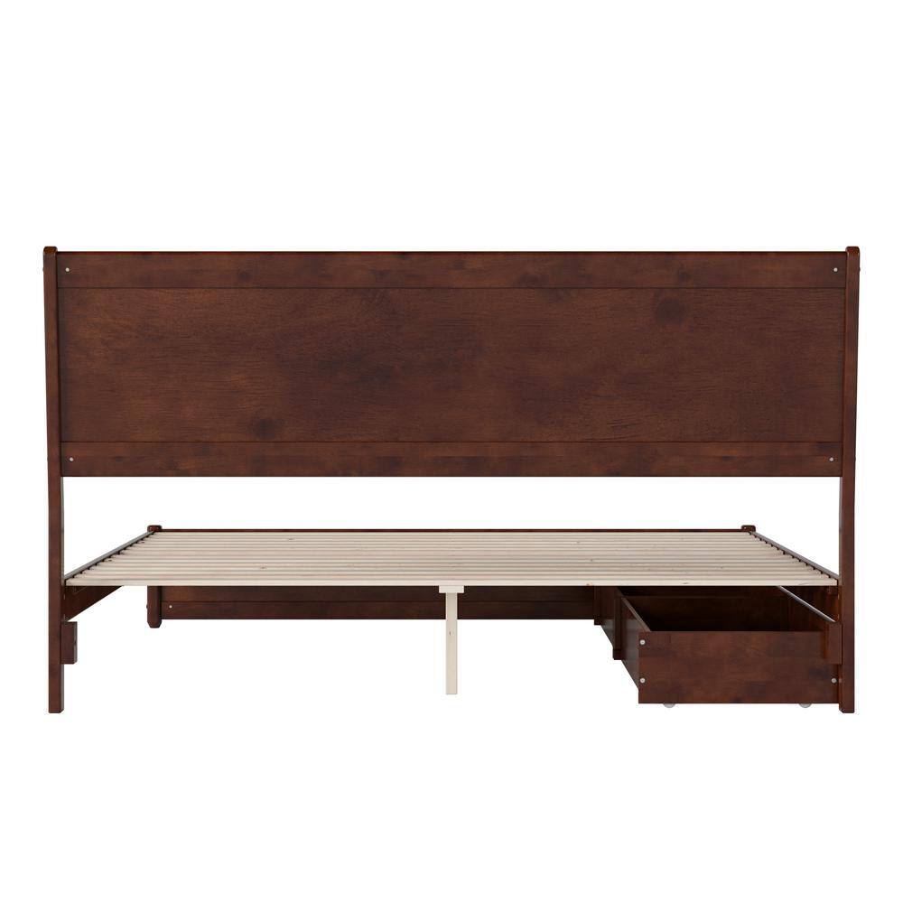 Casanova Dark Walnut King Wood Platform Bed with Storage Drawers