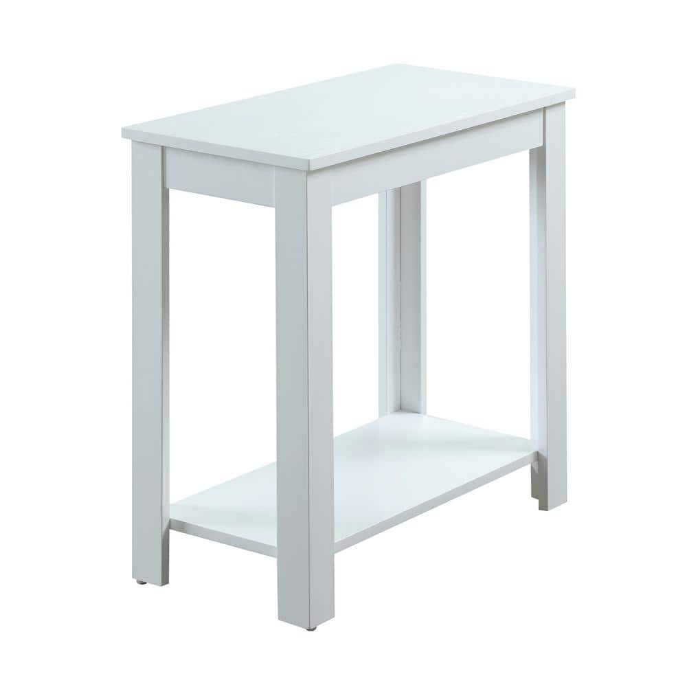 Baja White Woodgrain Flared-Leg Chairside End Table with Shelf