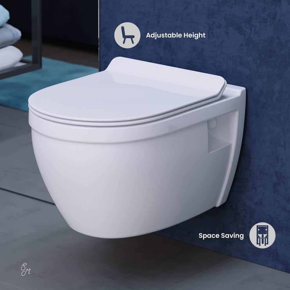 Ivy Glossy White Wall-Hung Elongated Toilet Bowl