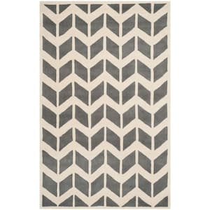 Chatham Dark Grey/Ivory Doormat 3 ft. x 5 ft. Border Rhombus Chevron Area Rug