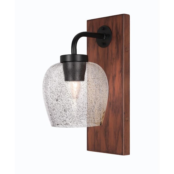 Unbranded Kirby 1-Light Matte Black and Painted Wood-look Metal Wall Sconce