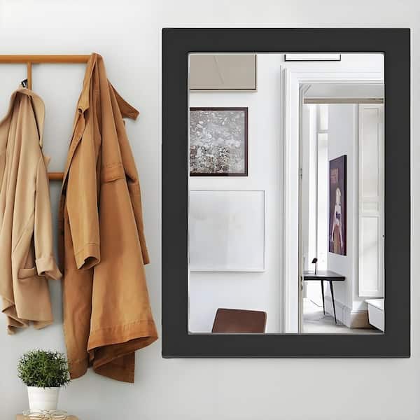 30 in. W x 40 in. H Simple Rectangular Black Wood Frame Bathroom Mirror Vanity Mirror Wall Mirror/Floor Mirror