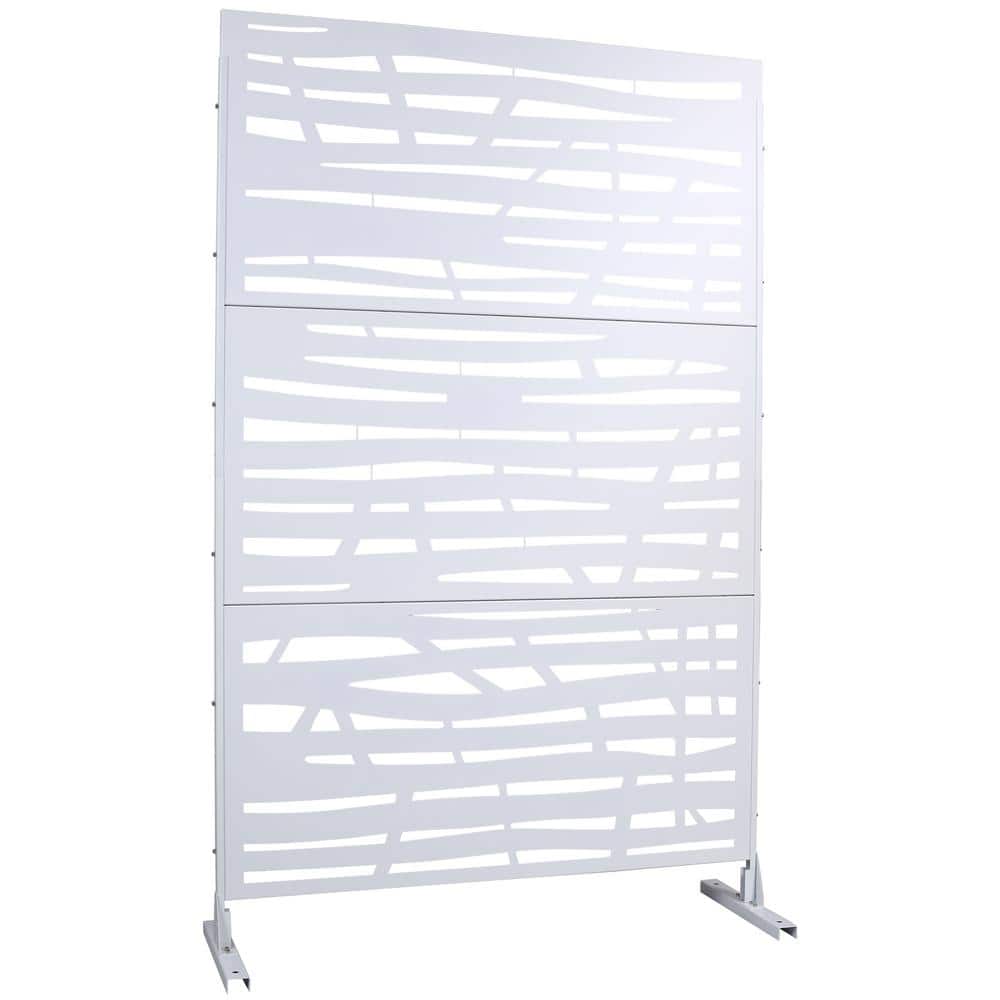 6.3 ft. H x 4 ft. W White Metal Garden Fence Panels Outdoor Privacy Panels 