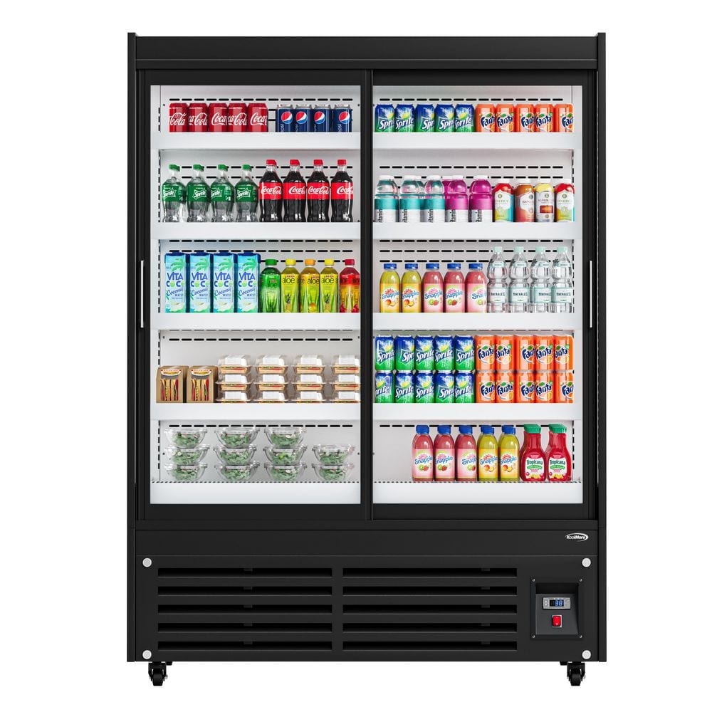 24 cu. ft. 52 in. Commercial Beverage Merchandiser Refrigerator with Sliding Glass Doors in Black