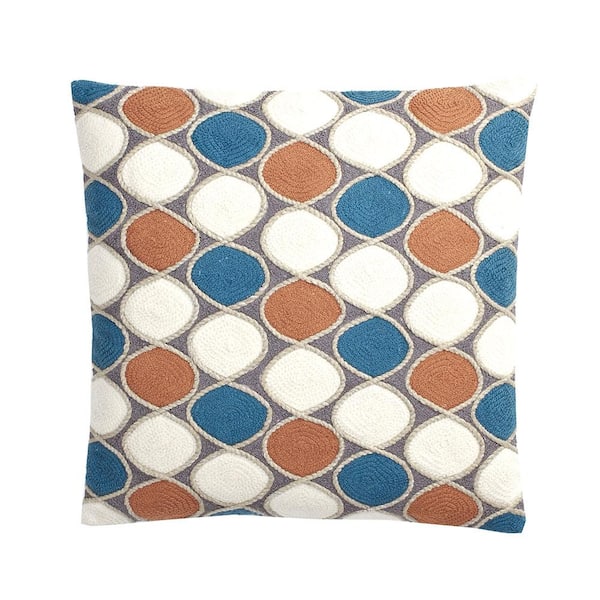 Cstudio Home by The Company Store Ludlow Multicolored Geometric Embroidered 20 in. x 20 in. Throw Pillow Cover