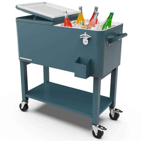 PERMASTEEL 80 qt. Teal Outdoor Patio Cooler with Removable Basin
