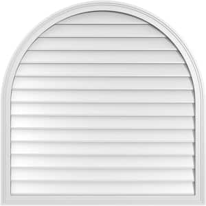 42 in. x 42 in. Round Top Surface Mount PVC Gable Vent: Decorative with Brickmould Frame