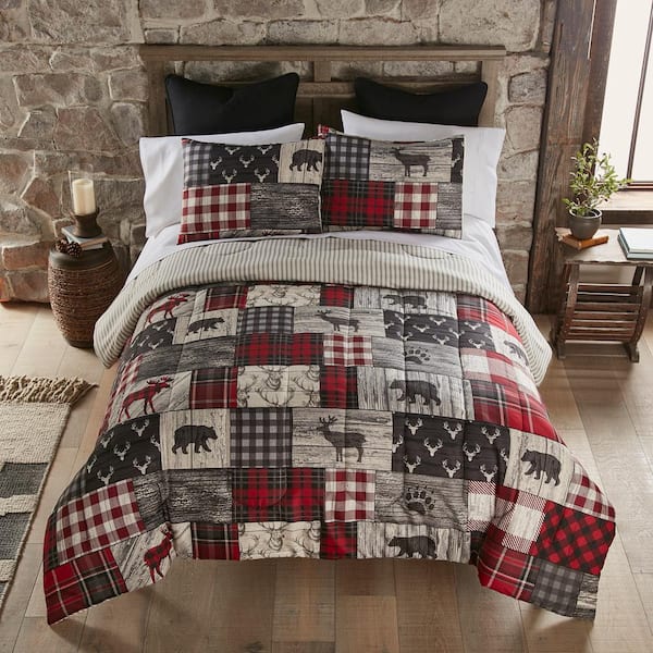 Cuddl Duds® Red Ivory Plaid Heavyweight Flannel Comforter Set
