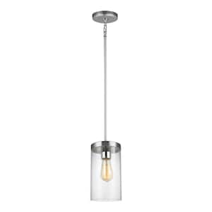 Zire 1-Light Chrome Hanging Pendant with Clear Glass Shade