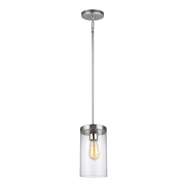 Generation Lighting Zire 1-Light Chrome Hanging Pendant with Clear Glass Shade