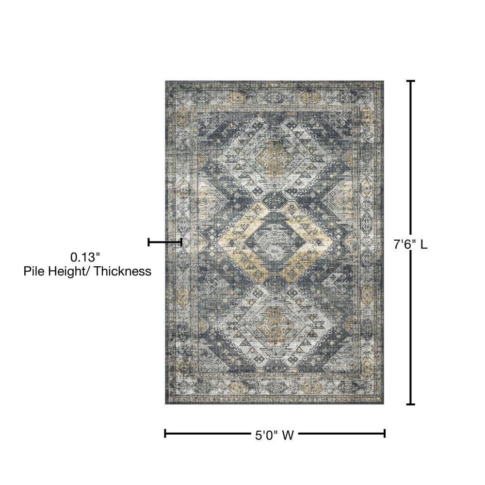 Gray 5' x 7' Hand-Knotted Oriental Synthetic Rug