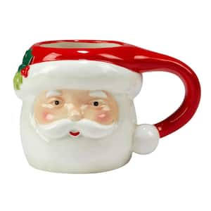 Holiday Magic Santa 20 oz. Multi-Colored Earthenware 3-D Beverage Mug (Set of 4)