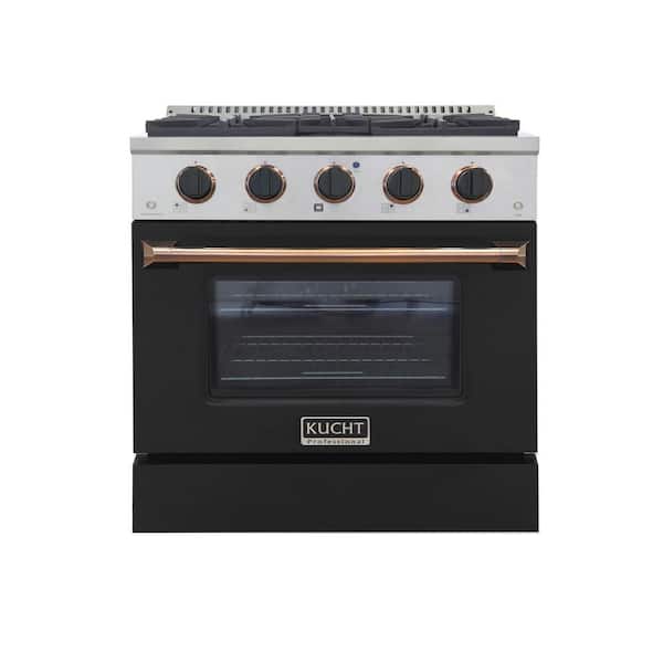 Kucht Professional 30-in 4 Burners 4.2-cu ft Convection Oven Freestanding GAS Range/Propane GAS - KNG301-W-K, Gold / Black / Natural GAS