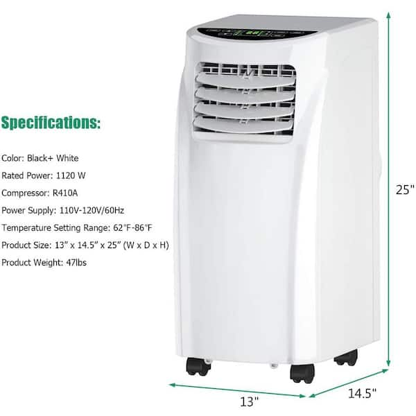 Gymax 8,000 BTU Portable Air Conditioner Cools 220 Sq. Ft. with 