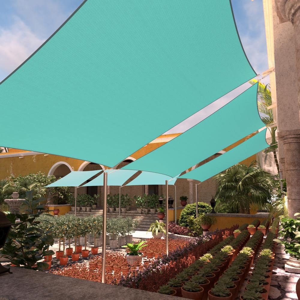 Turquoise 10 ft x 13 ft HDPE Patio Sun Shade Sail Canopy