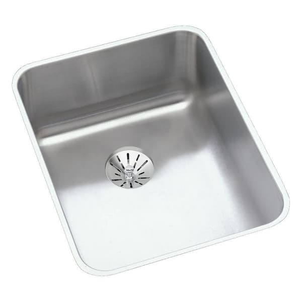 Elkay Lustertone 17 in. Undermount Single Bowl 18-Gauge Lustrous Satin Stainless Steel Kitchen Sink w/ Accessories