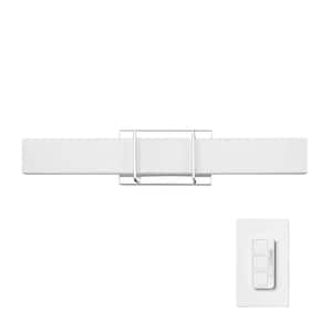 Horizon 24 in. 1-Light Silver LED Integrated Vanity Light with Frosted Acrylic Diffuser and Wall Mounted Dimmer Remote