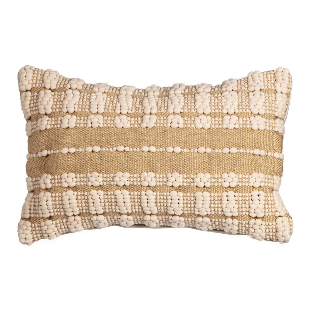Hampton Bay 20 in. x 12 in. Dashed Stitch Hand Woven Outdoor Lumbar Pillow EM0KS03A9D4 The