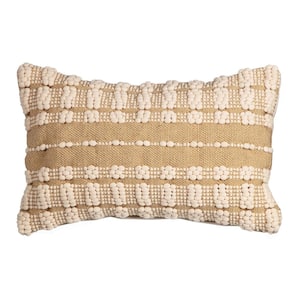 20 in. x 12 in. Dashed Stitch Hand Woven Outdoor Lumbar Throw Pillow (2-Pack)