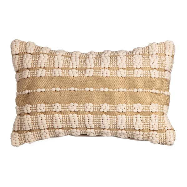 Hampton Bay 20 in. x 12 in. Dashed Stitch Hand Woven Outdoor Lumbar Throw Pillow (2-Pack)