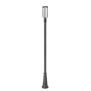 Leland 112.5 in. 1-Light Sand Black Aluminum Hardwired Outdoor Weather Resistant Post Mounted Light with Integrated LED