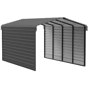 12 ft. W x 20 ft. D x 9 ft. H Charcoal Galvanized Steel Carport with 2-sided Enclosure