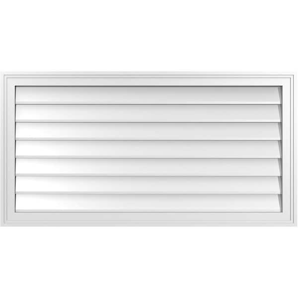 Ekena Millwork 42 in. x 22 in. Vertical Surface Mount PVC Gable Vent: Decorative with Brickmould Frame