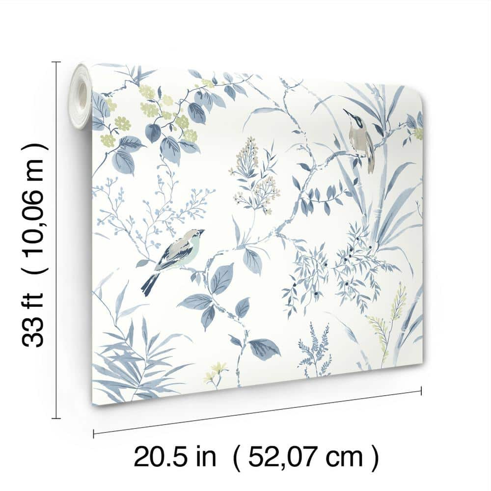 Imperial Garden Blue Botanical Non-Woven Wallpaper Roll