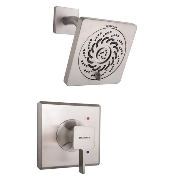 Speakman Kubos 1-Handle Universal Shower Trim in Brushed Nickel with Exhilaration Showerhead (Valve Not Included)