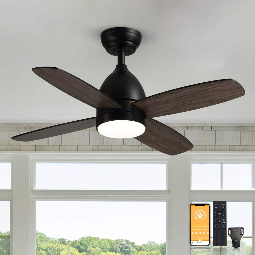 ANTOINE 36 in. Dimmable LED Indoor Black Ceiling Fan with Remote ...