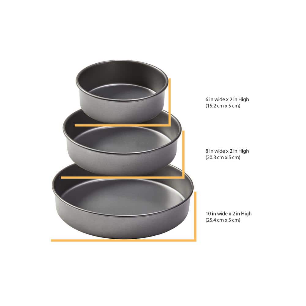Non-Stick Carbon Steel Round Cake Pan Set, 3-Piece