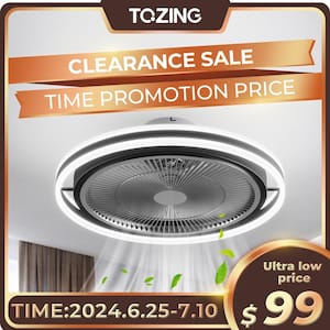 19.6 in. LED Modern Indoor Black Enclosed Low Profile Flush Mount Ceiling Fan with Light with Remote and APP Control
