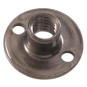 #10-32 x 9/32 in. x 3/4 in. Stainless Steel Round Base Brad Hole Tee Nut (12-Pack)