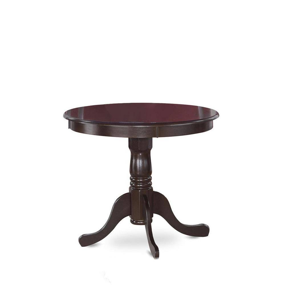 Cappuccino Round Pedestal Dining Table with 2 Faux Leather Chairs