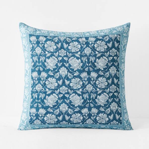 The Company Store Company Cotton Genevieve Multi Blue/White Cotton Euro Quilted Sham