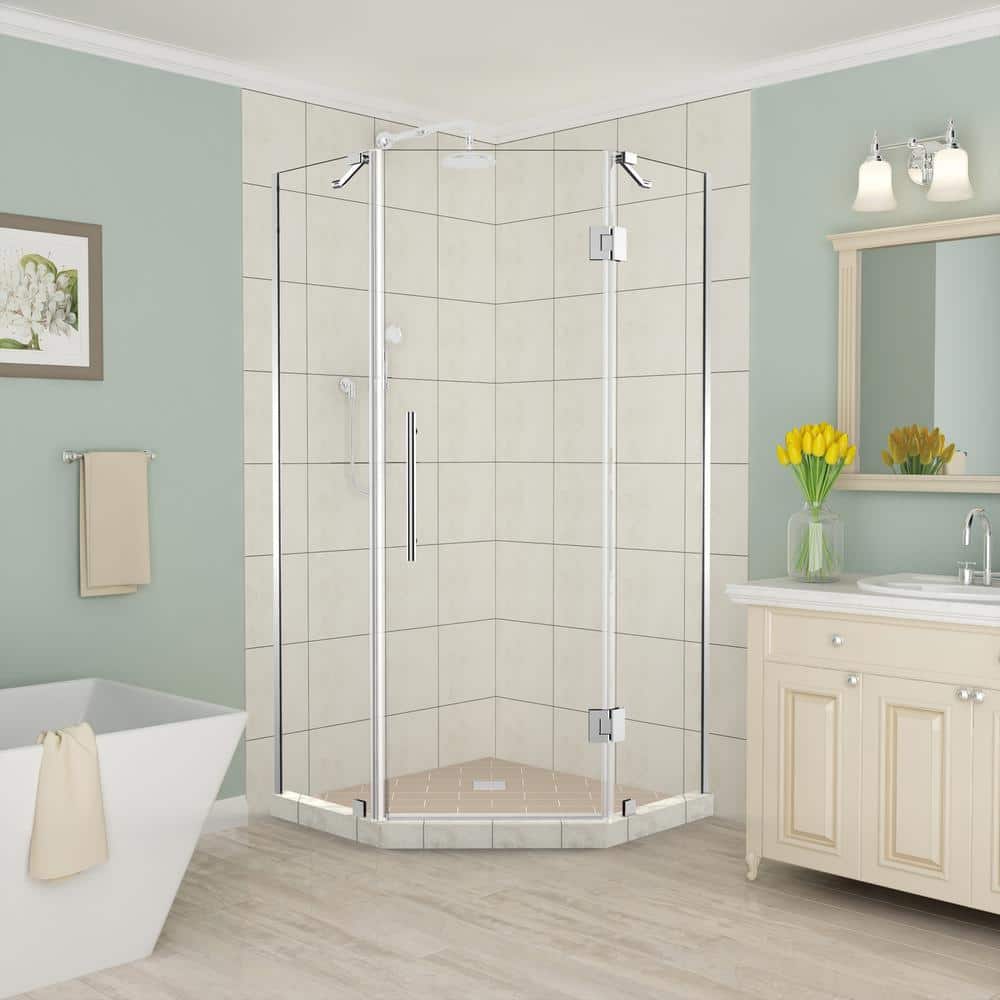 Merrick Chrome Frameless Neo-Angle Hinged Shower Enclosure