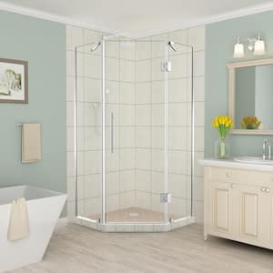 Merrick 36 in. to 36.5 in. x 72 in. Frameless Hinged Neo-Angle Shower Enclosure in Chrome