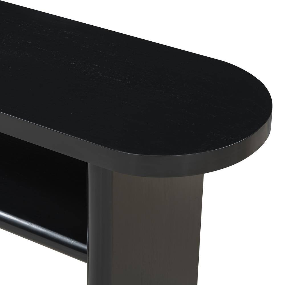 47.8" Black Minimalist MDF Console Table with Storage Shelves