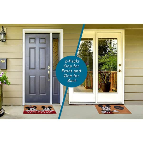 Mickey Mouse Hi and Welcome 20 in. x 34 in. Coir Door Mat (2-Pack)