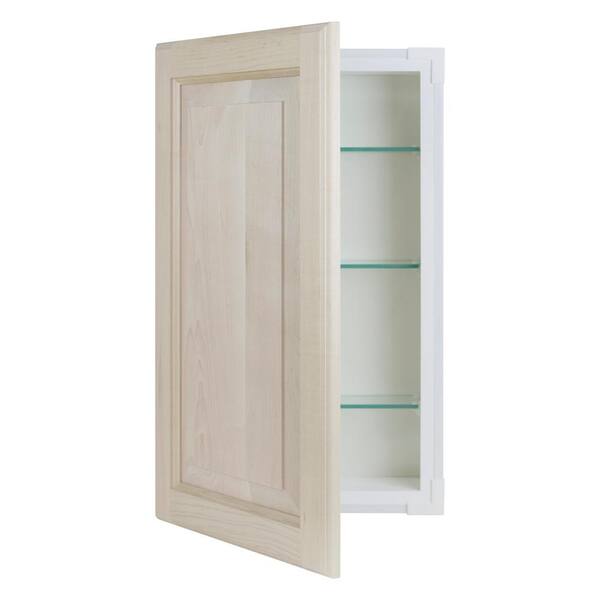 WG Wood Products 15.5 in. W x 35.5 in. H x 3.5 in. D Cutlass Raised Panel White Recessed Solid Wood Medicine Cabinet without Mirror