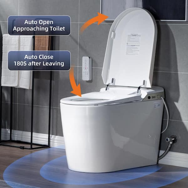 WOODBRIDGE Intelligent Comfort Height Dual Flush Elongated Toilet, White