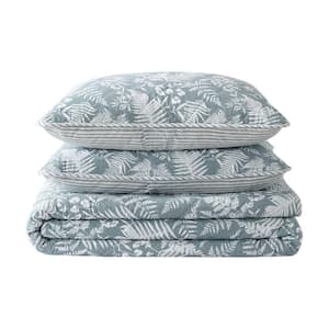 Fern Garden Green 2-Piece Twin Cotton Quilt-Sham Set